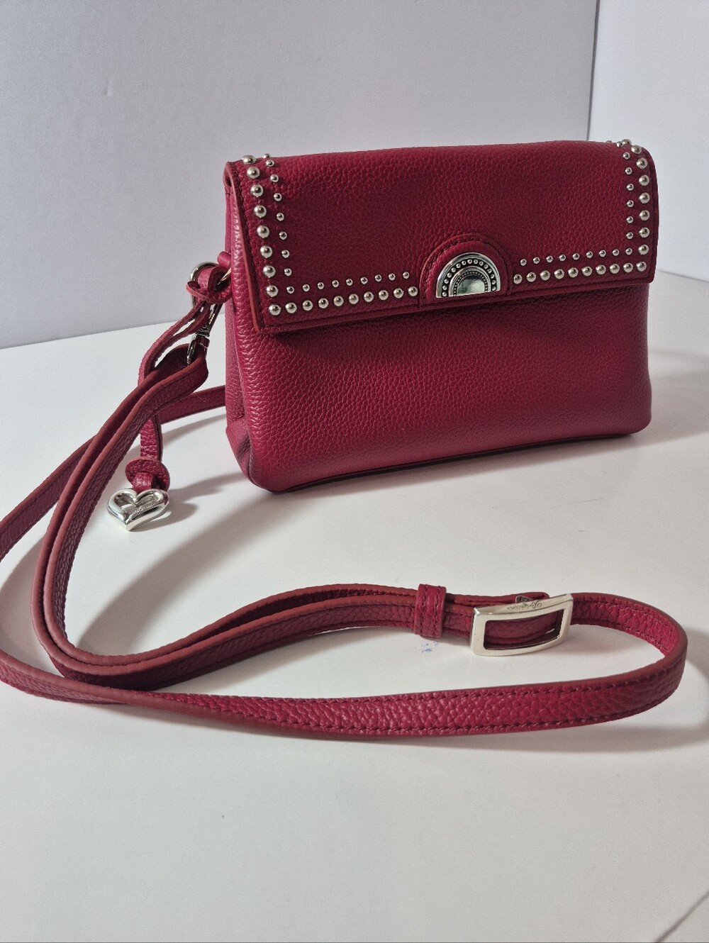 BRIGHTON Leather Lipstick Red Pretty Tough Joy Mini Bag Crossbody Purse